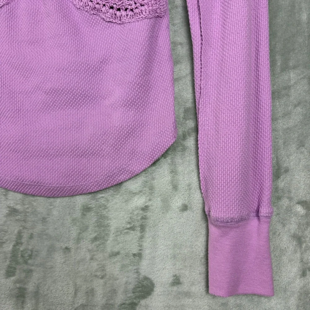 Free People Butterfly Dreams Top Purple Crochet Lace Thermal Small Boho Fairy